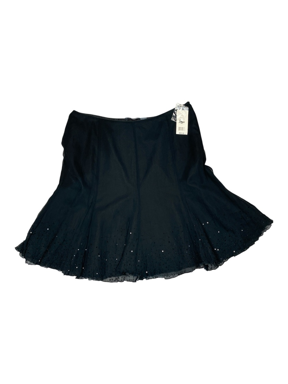 NWT Vintage Y2K Deadstock 100% Silk Beaded Sequin Embroidered Skirt Size 16W